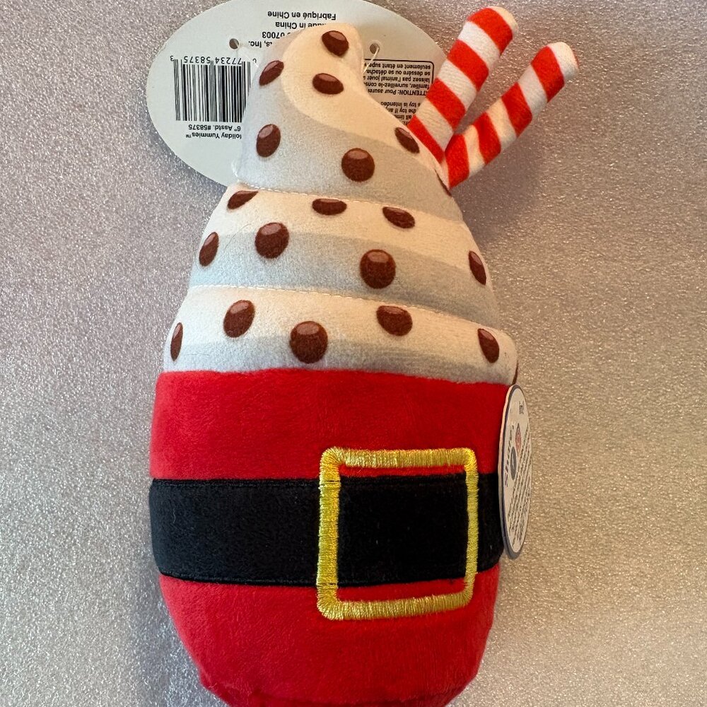 Spot HOT COCOA IN SANTA MUG Dog Toy Squeak & Crinkle Straw 6" Christmas Soft NEW